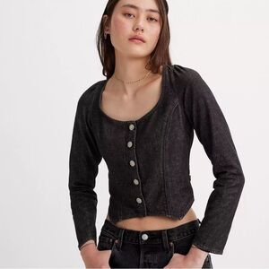 Levi’s Weston Denim Long Sleeve Corset Blouse Top Size Medium NWT